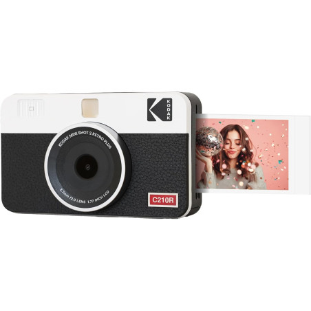 Kodak Mini Shot 2 Retro 4PASS 2-in-1 Appareil Photo Instantané and Imprimante Photo Portable (5,3x8,6cm) + 8 Feuilles, Blanc