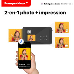 Kodak Mini Shot 2 Retro 4Pass 2-in-1 Appareil Photo Instantané and Imprimante Photo Portable (5,3x8,6cm) + 8 Feuilles, Jaune