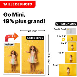 Kodak Mini Shot 2 Retro 4Pass 2-in-1 Appareil Photo Instantané and Imprimante Photo Portable (5,3x8,6cm) + 8 Feuilles, Jaune
