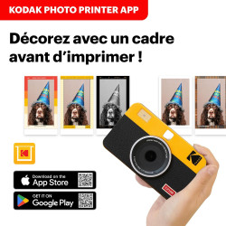 Kodak Mini Shot 2 Retro 4Pass 2-in-1 Appareil Photo Instantané and Imprimante Photo Portable (5,3x8,6cm) + 8 Feuilles, Jaune