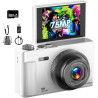 Appareil Photo Numérique, UHD 5K 75MP Digital Camera avec Carte Micro SD 64 Go, Écran Rotatif à 180° de 2,83'', Zoom 18X, Anti-S