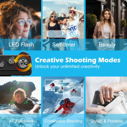 Appareil Photo Numérique, UHD 5K 75MP Digital Camera avec Carte Micro SD 64 Go, Écran Rotatif à 180° de 2,83'', Zoom 18X, Anti-S