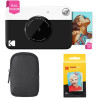 KODAK Appareil Photo Instantané Printomatic (Noir) Coffret Basique + Papier Zink (20 Feuilles) + boîtier Deluxe + Courroie Confo