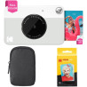 KODAK Appareil Photo Instantané Printomatic (Gris) Coffret Basique + Papier Zink (20 Feuilles) + boîtier Deluxe + Courroie Confo