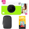 KODAK Appareil Photo Instantané Printomatic (Vert) Coffret Basique + Papier Zink (20 Feuilles) + boîtier Deluxe + Courroie Confo