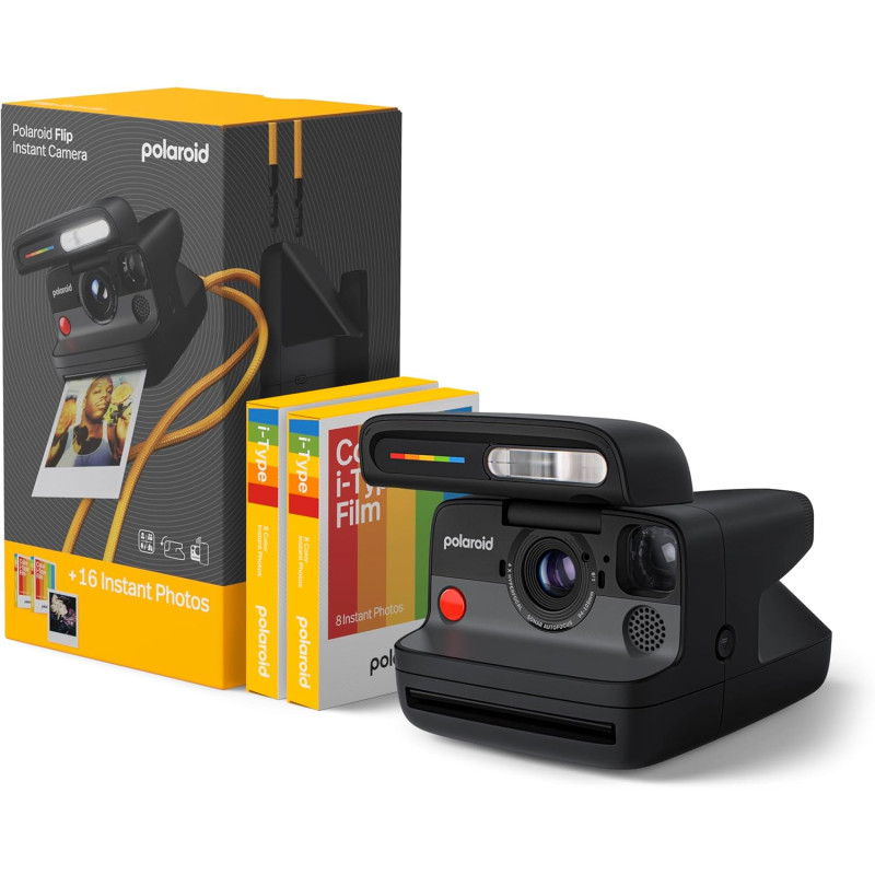 Polaroid Flip - Pack Appareil Photo instantané Noir + Film Couleur (16 Photos)