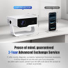 [2026 version améliorée] android videoprojecteur 4k &1080p wifi et bleutooth focus électronique correction à 270 degrés retropro