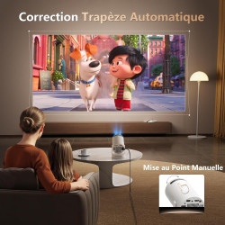 Mini projecteur supporte 4k 1080p, vidéoprojecteur portable avec os android 11, wifi 6 & bleutooth 5.0, 300 lumens ansi, keyston