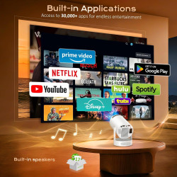 Videoprojecteur portable avec wifi 6 bleutooth 5.4 mini projecteur vidéo 1080p supporte 4k, projecteur rotation 270° pour téléph