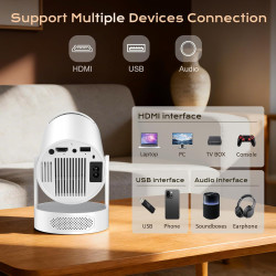 Videoprojecteur portable avec wifi 6 bleutooth 5.4 mini projecteur vidéo 1080p supporte 4k, projecteur rotation 270° pour téléph