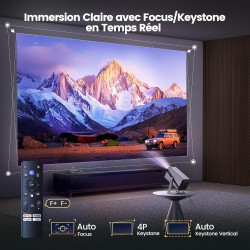Vidéoprojecteur 4k【netflix ready/dolby】 auto focus/keystone 30000 lumens projecteur portable 4k courte focale, rotatif 360° rétr