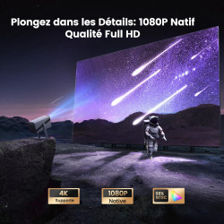 Vidéoprojecteur 4k【netflix ready/dolby】 auto focus/keystone 30000 lumens projecteur portable 4k courte focale, rotatif 360° rétr