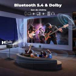Videoprojecteur 4k【app intégrée/auto focus/keystone】 1080p fhd projecteur video 1500 luminosité, avec hdmi earc, wifi6, bleutoot