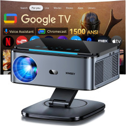Videoprojecteur【lic off google tv/1500 ansi/rotation 360°】 xiwbsy 2026 projecteur video contrôle vocal, auto focus/keystone, ret