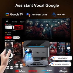 Videoprojecteur【lic off google tv/1500 ansi/rotation 360°】 xiwbsy 2026 projecteur video contrôle vocal, auto focus/keystone, ret