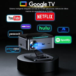 Videoprojecteur【lic off google tv/1500 ansi/rotation 360°】 xiwbsy 2026 projecteur video contrôle vocal, auto focus/keystone, ret