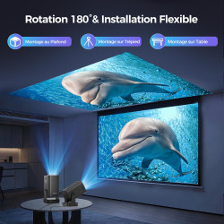 Alwtniet Videoprojecteur 4K, 1080P Mini Projecteur Video Android WiFi 6 BT 5.4, Mise au Point Automatique Correction Trapézoïdal