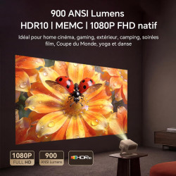 Wanbo Vali 1 Pro Vidéoprojecteur avec Google TV & Netflix, 900 ANSI Lumens, Compatible 4K, 1080P Natif, Dolby Audio 12W, HDR10 M