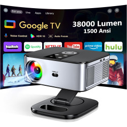 Videoprojecteur【1500 ansi/google tv/netflix officiel】 projecteur 4k supporté auto focus, google play contrôle vocal, projector w
