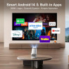 Mini Projecteur Portable 4K - Vidéoprojecteur 1080P FHD 4K 2025 Upgraded Mini Projecteur Portable avec Android 11, WiFi 6,BT5.0,