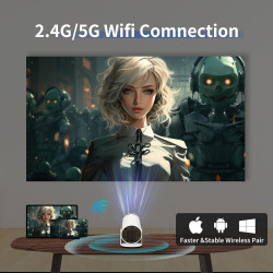 Mini Projecteur Portable 4K - Vidéoprojecteur 1080P FHD 4K 2025 Upgraded Mini Projecteur Portable avec Android 11, WiFi 6,BT5.0,