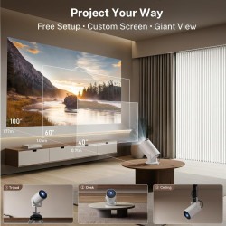 Mini Projecteur Portable 4K - Vidéoprojecteur 1080P FHD 4K 2025 Upgraded Mini Projecteur Portable avec Android 11, WiFi 6,BT5.0,