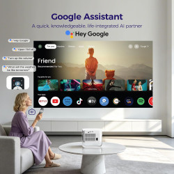 Vidéoprojecteur‌ [Google TV 50000+ Apps & Soutien 4K 8K 1080p Native Rés & Correction d'Écran Automatique] 700 ANSI HDR10+, Duau