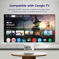 Vidéoprojecteur‌ [Google TV 50000+ Apps & Soutien 4K 8K 1080p Native Rés & Correction d'Écran Automatique] 700 ANSI HDR10+, Duau