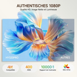 【mise au point automatique 】 videoprojecteur 4k magcubic hy320pro -projecteur video natif 1080p, 400 ansi, contraste 10000:1, wi