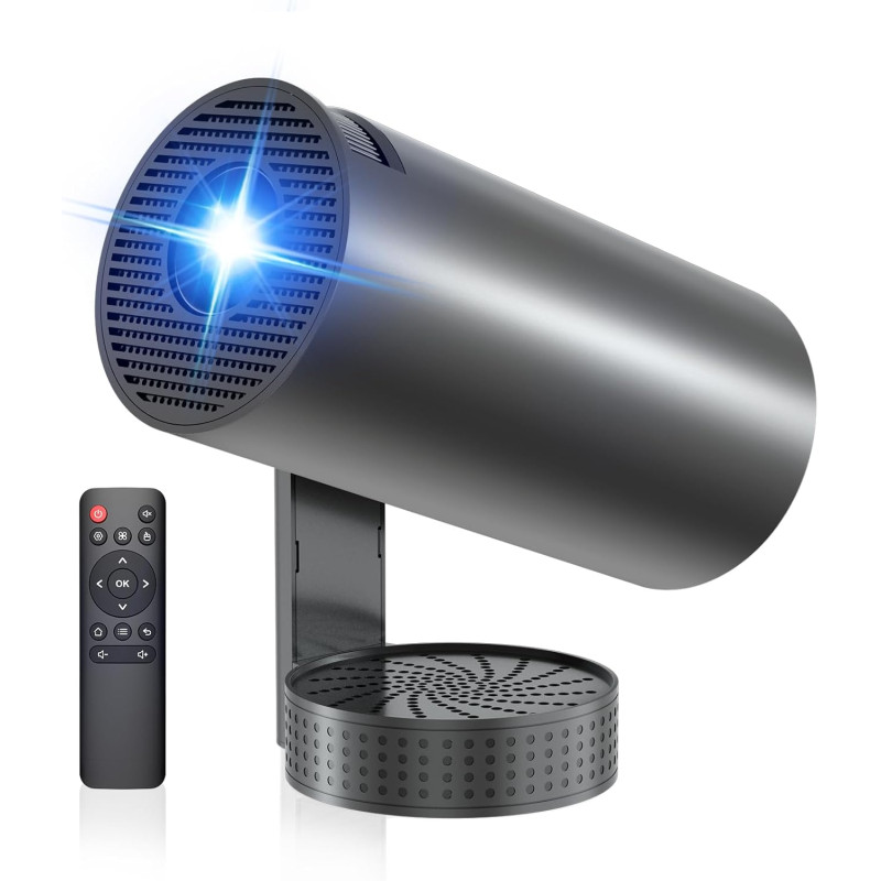 Vidéoprojecteur 4K, Mini Projecteur avec WiFi 6 BT5.4, 270° Rotation, Correction Trapézoïdale, Base de Son, Compatibile avec HDM