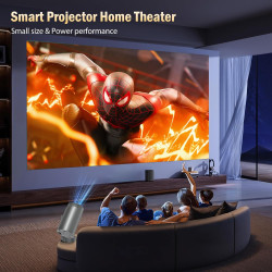 Vidéoprojecteur 4K, Mini Projecteur avec WiFi 6 BT5.4, 270° Rotation, Correction Trapézoïdale, Base de Son, Compatibile avec HDM