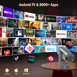 Vidéoprojecteur 4K, Mini Projecteur avec WiFi 6 BT5.4, 270° Rotation, Correction Trapézoïdale, Base de Son, Compatibile avec HDM