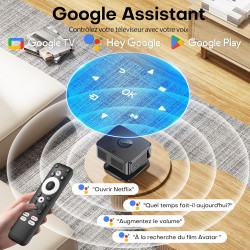 Vidéoprojecteur 4k supporté 1500 ansi 38000 lumen avec google tv officiel, netflix youtube, auto focus, wifi 6 bleutooth 5.3, co