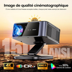 Vidéoprojecteur 4k supporté 1500 ansi 38000 lumen avec google tv officiel, netflix youtube, auto focus, wifi 6 bleutooth 5.3, co