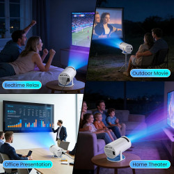 Vidéoprojecteur avec wi-fi 6 & bleutooth,mini projecteur portable supporte 4k 1080p auto keystone rotation 180°, auto keystone r