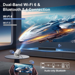 [apps intégrées] mini videoprojecteur 4k full hd 1080p, videoprojecteur portable avec wifi 6 et bleutooth 5.4,retroprojecteur av