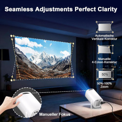[apps intégrées] mini videoprojecteur 4k full hd 1080p, videoprojecteur portable avec wifi 6 et bleutooth 5.4,retroprojecteur av