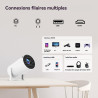Vidéoprojecteur portable wifi/bleutooth, projecteur 4k compatible 1080p natif 180° rotation keystone auto pour home cinéma extér