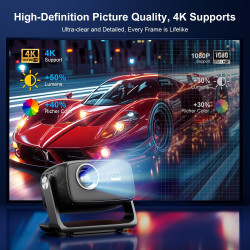 Videoprojecteur 4k【app intégrées/auto focus/rotation 180°】 30000lux projecteur video avec native 1080p, wifi6 et bleutooth 5.4,k