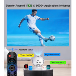 Vidéoprojecteur, Apps Intégrées & 2026 Coupe du Monde Rétroprojecteur, WiFi Mini Projecteur Android Supporte 4K 1080P Auto Keyst