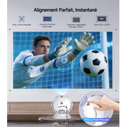 Vidéoprojecteur, Apps Intégrées & 2026 Coupe du Monde Rétroprojecteur, WiFi Mini Projecteur Android Supporte 4K 1080P Auto Keyst