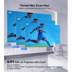 Vidéoprojecteur, Apps Intégrées & 2026 Coupe du Monde Rétroprojecteur, WiFi Mini Projecteur Android Supporte 4K 1080P Auto Keyst
