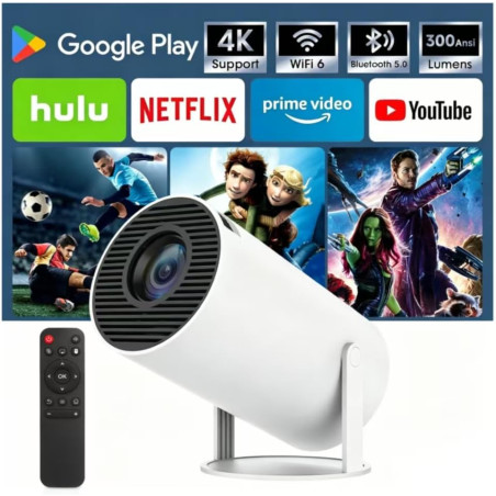 Mini Videoprojecteur avec WiFi 6 & BT 5.0, Portable Projecteur 4K 1080P Supporte, Rotación de 180°, Home & Outdoor Theater, Comp