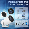 Mini Videoprojecteur avec WiFi 6 & BT 5.0, Portable Projecteur 4K 1080P Supporte, Rotación de 180°, Home & Outdoor Theater, Comp