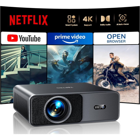 Videoprojecteur 4k home cinema, 1000 ansi portable projecteur video compatible netflix, audio dolby 20w, toptro fhd 1080p hdr10 