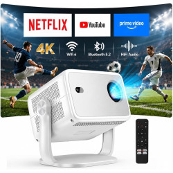 Vidéoprojecteur 4k 【compatible avec netflix/app intégrée】 rotation à 360° mini projecteur video wi-fi 6 & bleutooth 5.2 auto foc