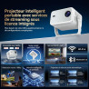 Vidéoprojecteur 4k 【compatible avec netflix/app intégrée】 rotation à 360° mini projecteur video wi-fi 6 & bleutooth 5.2 auto foc