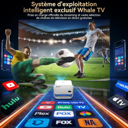 Vidéoprojecteur 4k 【compatible avec netflix/app intégrée】 rotation à 360° mini projecteur video wi-fi 6 & bleutooth 5.2 auto foc