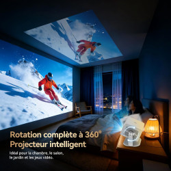 Vidéoprojecteur 4k 【compatible avec netflix/app intégrée】 rotation à 360° mini projecteur video wi-fi 6 & bleutooth 5.2 auto foc