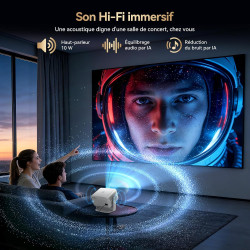 Vidéoprojecteur 4k 【compatible avec netflix/app intégrée】 rotation à 360° mini projecteur video wi-fi 6 & bleutooth 5.2 auto foc
